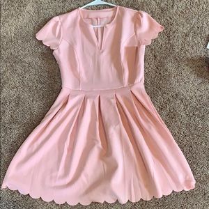 Pink Dress with petal/scallop trim